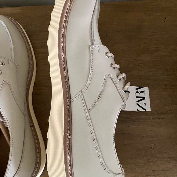 New With Tags Zara Man Lug Soles Shoes. Beige. Size: 10